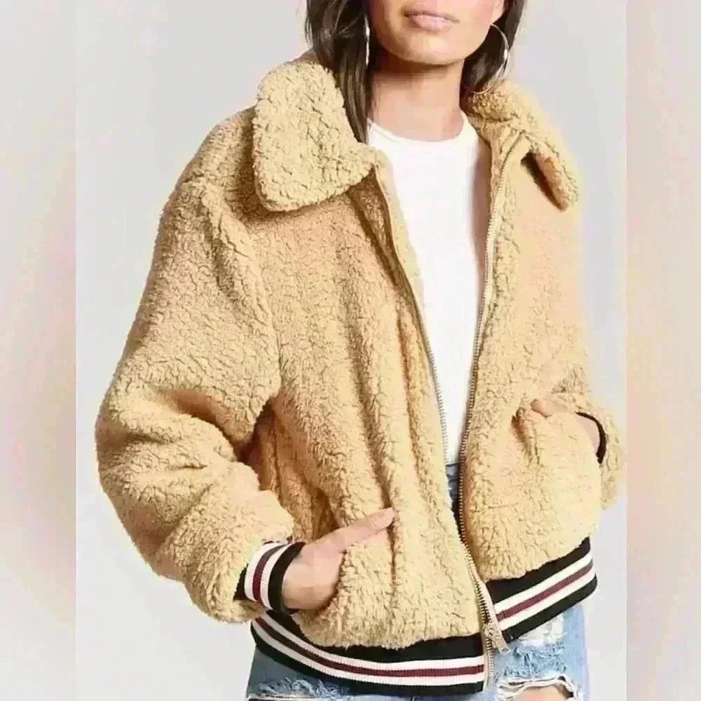 Forever 21 Sherpa Jacket Sweater Zip Up (473)